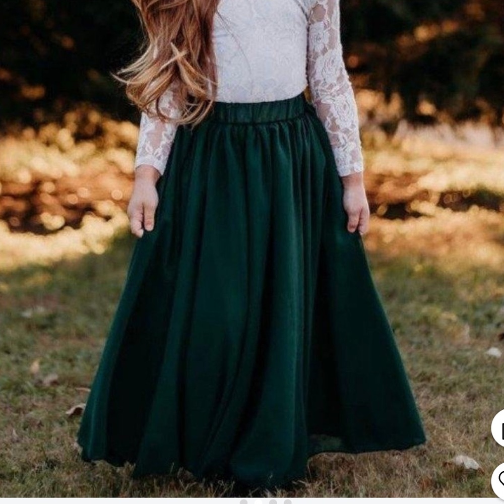 Baileys Blossoms Aurora Maxi Skirt in Hunter Green 9-12 Months